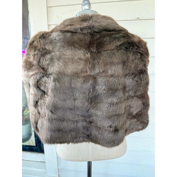 Vintage 40's Smoke Gray Muskrat Fur Stole Capelet - Picture 5 of 16